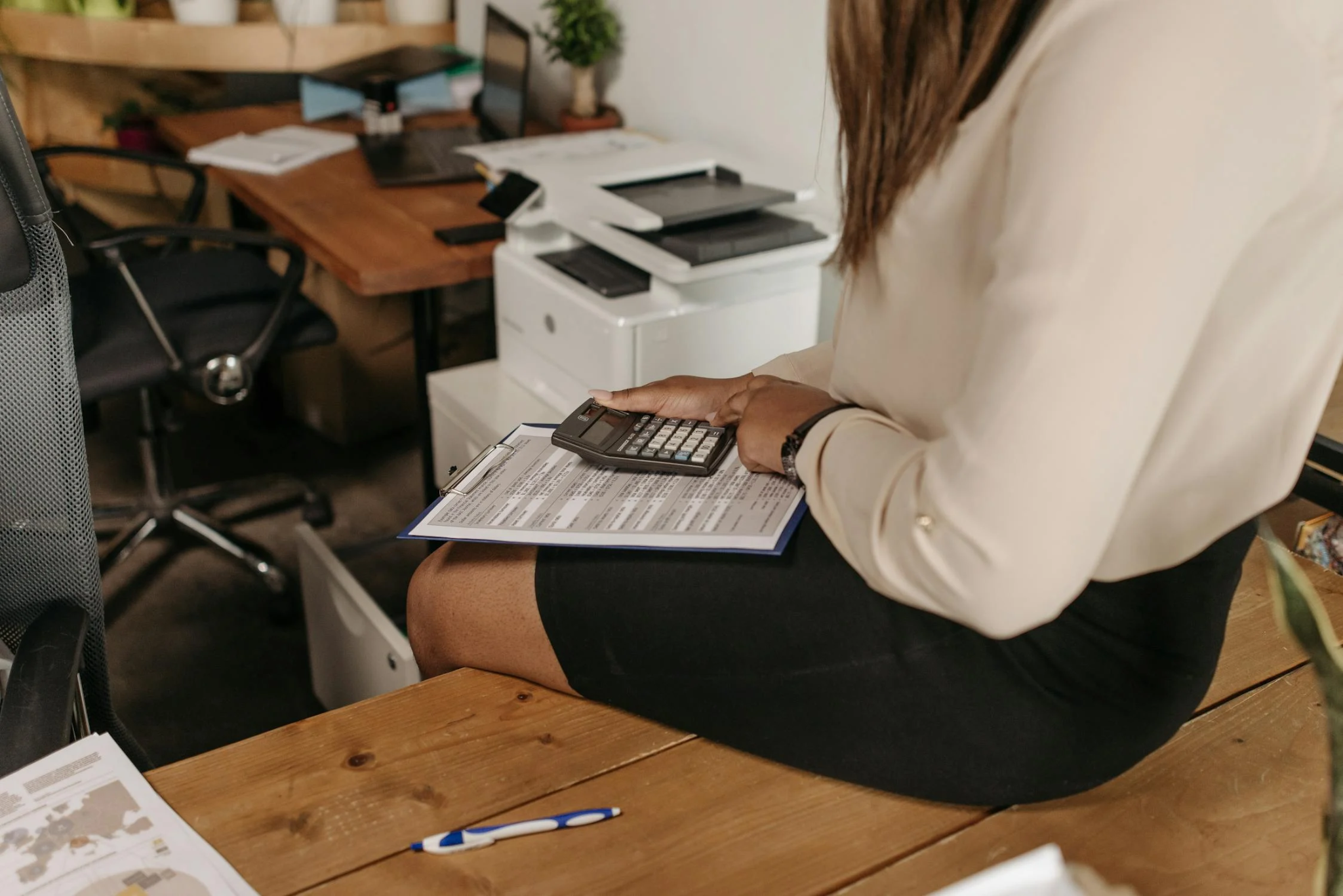 A business owner tracks finances.
